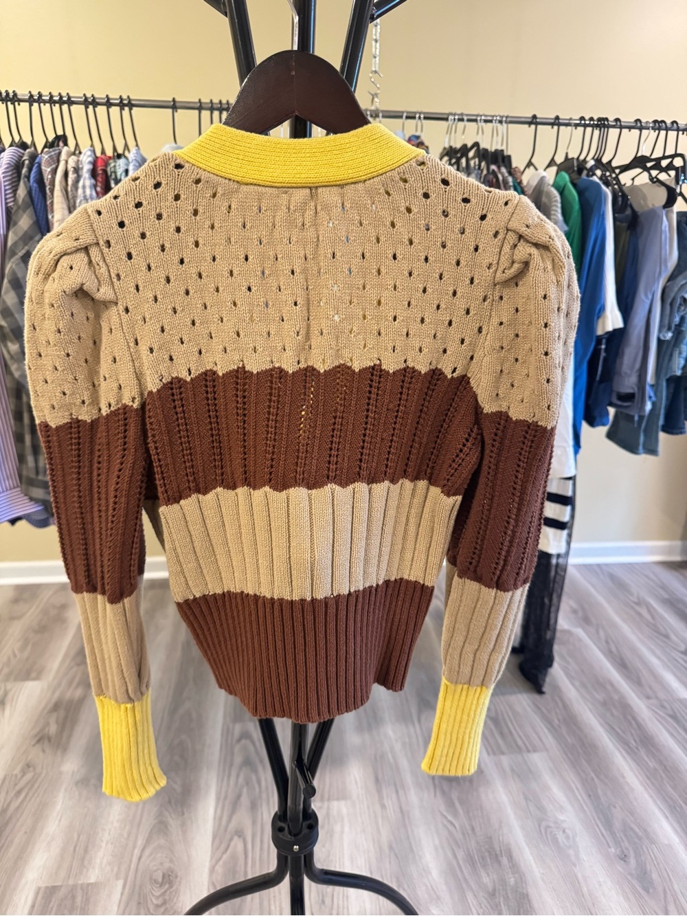 CALLIGRAPHIE Colorblock Ribbed Knit Cardigan Sweater - Picture 5 of 5
